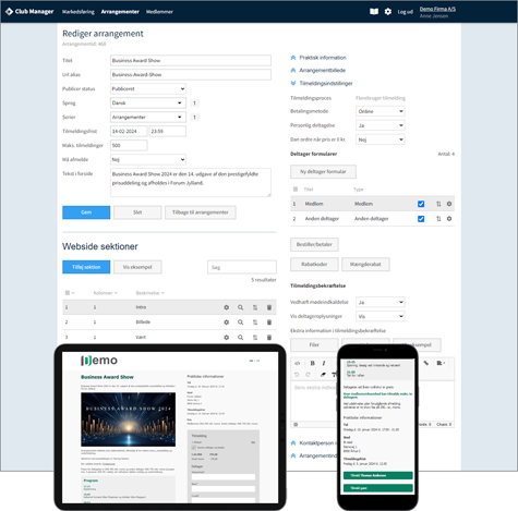 Club Manager Tilmeldingssystem